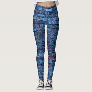 Blåa tegelmönster leggings