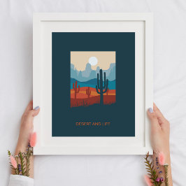 Blåa terracotta Desert and Cactus Poster