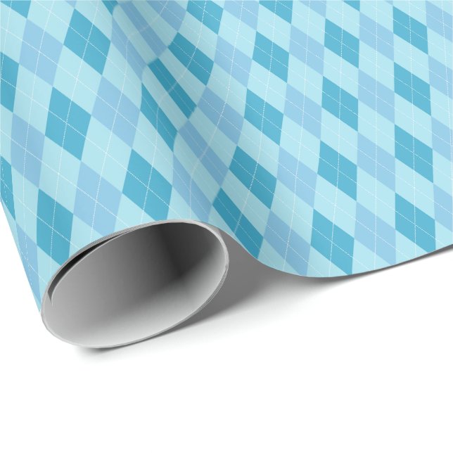 Blåa toner Argyle presentpapper (Rullad Hörn)