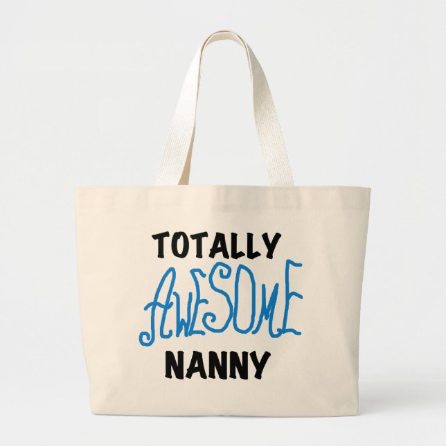 Blåa Totally Fantastisk Nanny T-shirts och Gifts Jumbo Tygkasse (Framsidan)