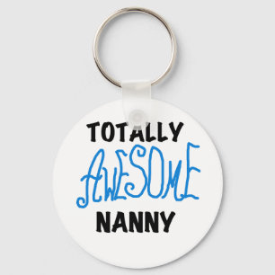 Blåa Totally Fantastisk Nanny T-shirts och Gifts Nyckelring