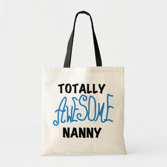 Blåa Totally Fantastisk Nanny T-shirts och Gifts Tygkasse (Framsidan)