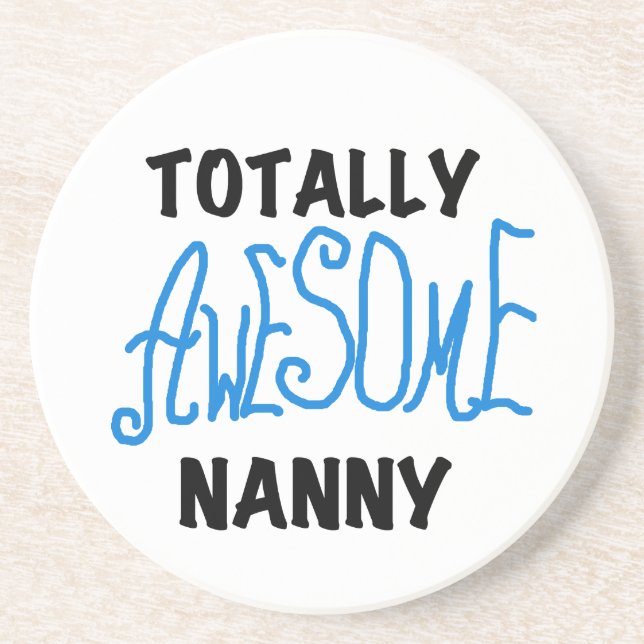 Blåa Totally Fantastisk Nanny T-shirts och Gifts Underlägg Sandsten (Framsidan)