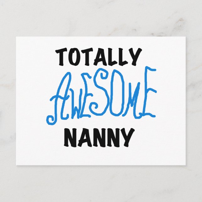 Blåa Totally Fantastisk Nanny T-shirts och Gifts Vykort (Framsida)