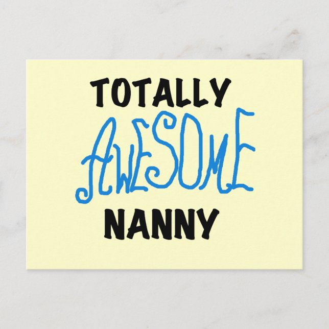 Blåa Totally Fantastisk Nanny T-shirts och Gifts Vykort (Framsida)