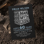 Blåa vilken ålder som helst, myten på födelsedagen inbjudningar<br><div class="desc">"The Man the Myth the Legend"-typografi designar i svart blått och vitt,  personliger dina egna uppgifter om namn och party. Underbara födelsedagsinbjudningar för 30:e,  40:e,  50:e,  60:e,  70:e,  80:e,  90:e eller andra födelsedagsfester samt andra speciella dagar.</div>
