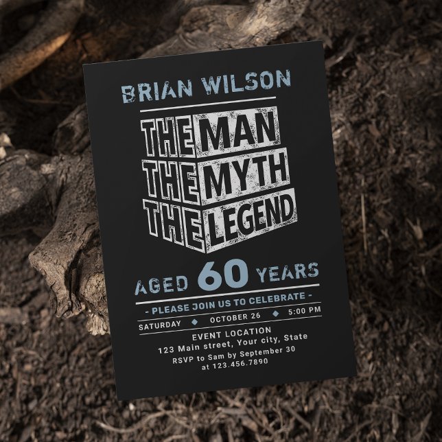 Blåa vilken ålder som helst, myten på födelsedagen inbjudningar (Blue Any Age The Man The Myth The Legend Birthday Invitation)