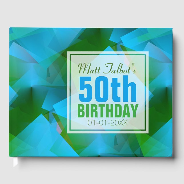 BlåAbstrakt Kuba 30års födelsedag Guest Bok (Framsida)