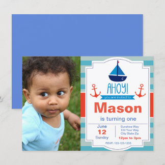 Blåad annonsdag-inbjudan med foto inbjudningar