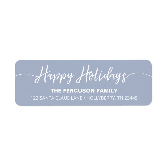 Blåadressetikett för glad helg-skript returadress etikett (Framsidan)