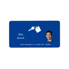 Blåadressetikett för retur i Gods Agent Adressetikett