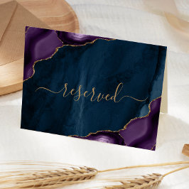 Blåagat i lila Guld, reserverat för Bröllop Ställe Kort