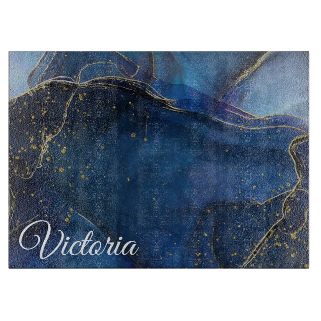 Blåagat med Guld Vein och Namn (Framsidan)