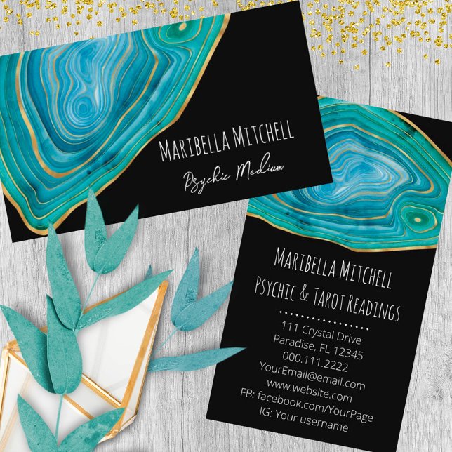 Blåagate Segce Crystal Psychic Medium Andlig Visitkort (Skapare uppladdad)