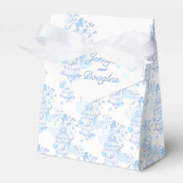 Blåakakafågel med namnet bröllopsförmånstorgen presentaskar