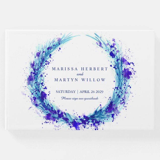 Blåakastragefärggräs bröllop gäst bok (Framsida)