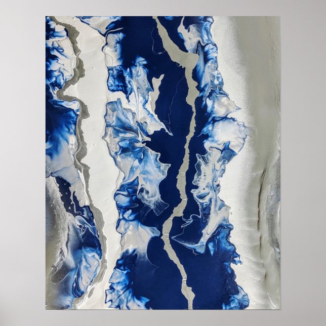 Blåaktig Abstrakt för akrylmålning  Bakgrundsbild  Poster (Framsidan)
