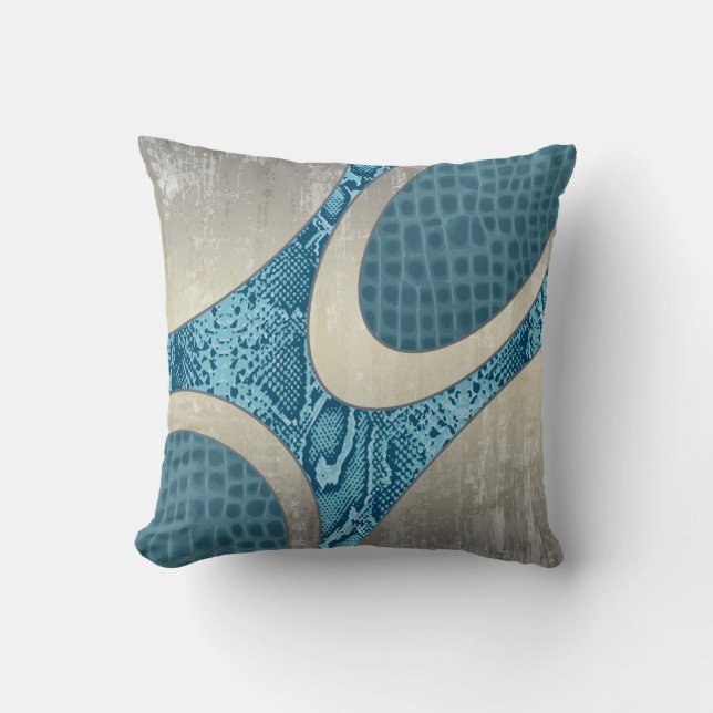 Blåaktig Abstrakt Snakeskin Crop Pillow Kudde (Framsida)