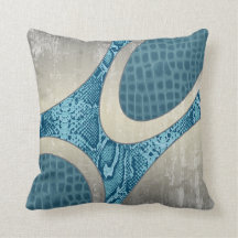 Blåaktig Abstrakt Snakeskin Crop Pillow