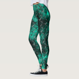 Blåaktig blåaktig grönt turkos, 3D triangel Leggings