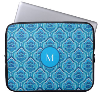 Blåaktig - Fjädermönstrad Paisley Laptop Fodral