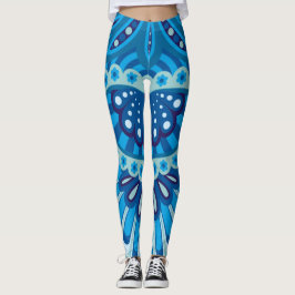 Blåaktig - Fjädermönstrat Paisley Leggings