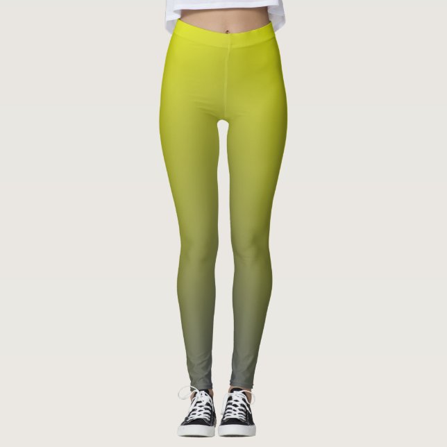 Blåaktig Gul Gradient Leggings (Framsida)