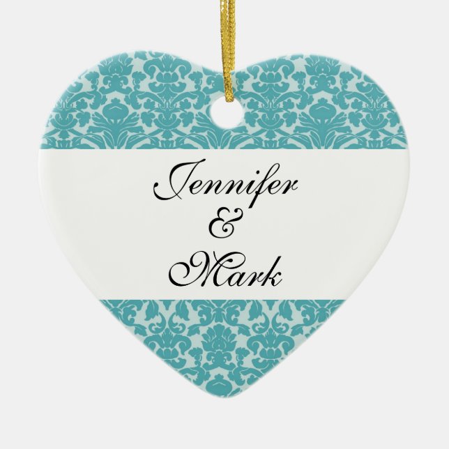 Blåaktig hjärtform för anpassningsbar i forever lo julgransprydnad keramik (Framsidan)