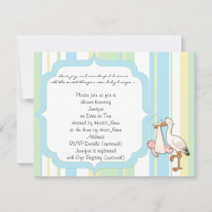 Blåaktig inbjudan till Stork Baby Shower för Rand