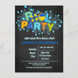 Blåaktig Kom i Stänk till vårt askade Bassäng Part Inbjudningar