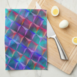 Blåaktig nedfläckad och trianglar för 3D eller ros Kökshandduk