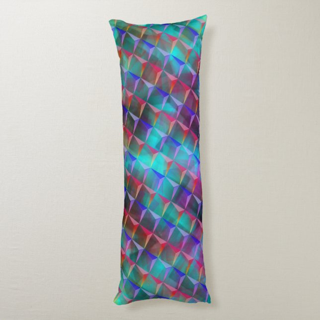 Blåaktig nedfläckad och trianglar för 3D eller ros Kroppskudde (Baksidan (Vertikal))