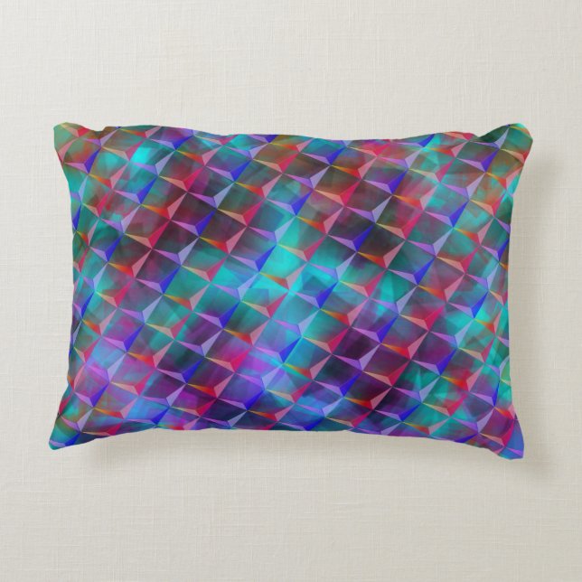 Blåaktig nedfläckad och trianglar för 3D eller ros Prydnadskudde (Baksidan)