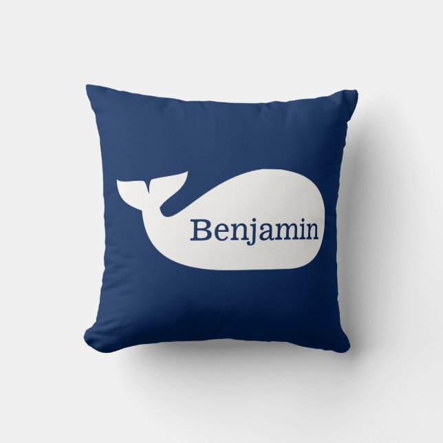 Blåaktig Whimsical Whale Personlig Barns Kudde (Framsida)