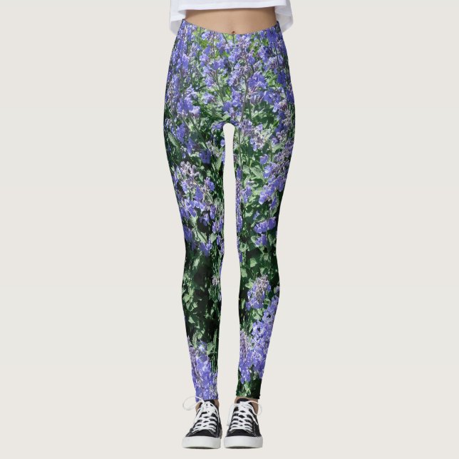 Blåaktiga Blommigt Leggings (Framsida)