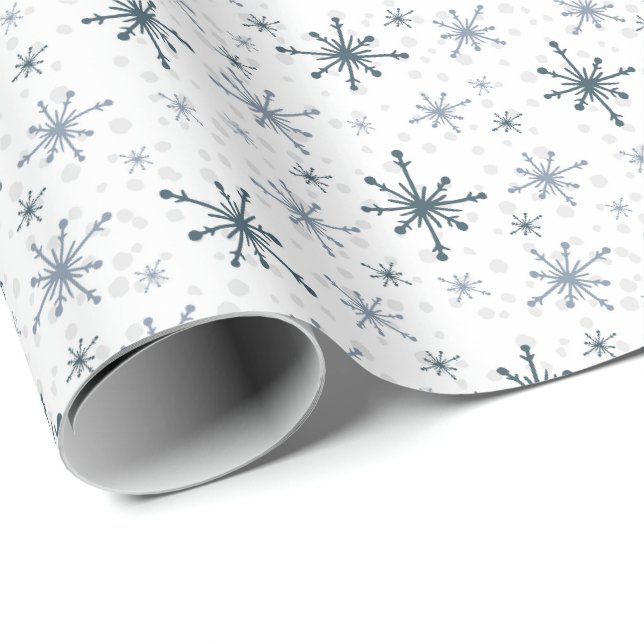 Blåaktigt grått snöflingetrådspapper presentpapper (Rullad Hörn)