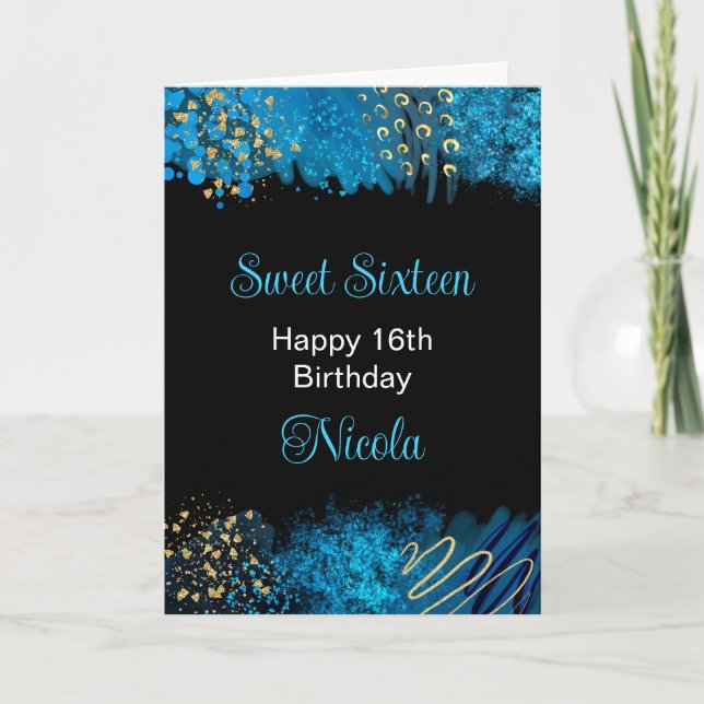 Blåalkohol Bläck Sweet 16 Kort (Framsida)