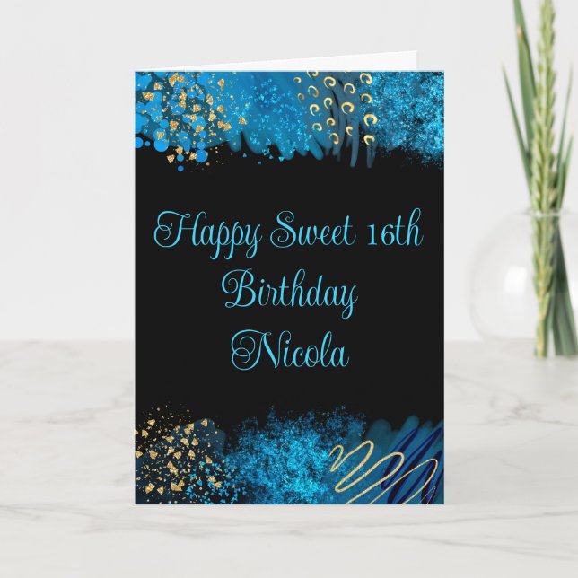 Blåalkohol Bläck Sweet 16 Kort (Framsida)