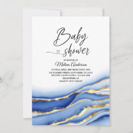 Blåalkoholdrusdusch för vattenfärgsbebisen Bläck S Inbjudningar