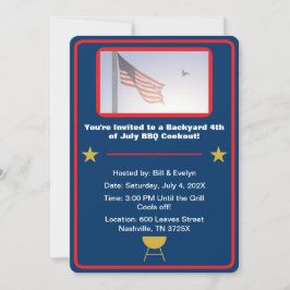 Blåamerikansk flagga 4:e juli-barbeque inbjudningar