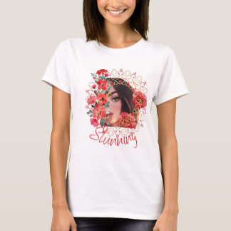 Blåande flicka, skriv ut på beställning t-shirt