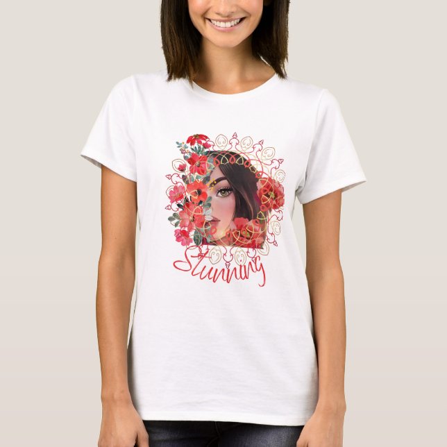 Blåande flicka, skriv ut på beställning t-shirt (Framsida)