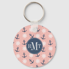 Blåankare och hjul mönster i havskorallen nyckelring