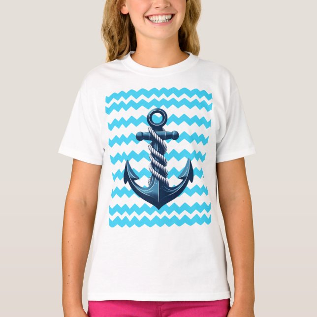 Blåankarpunkt med blå vinkar t shirt (Framsida)