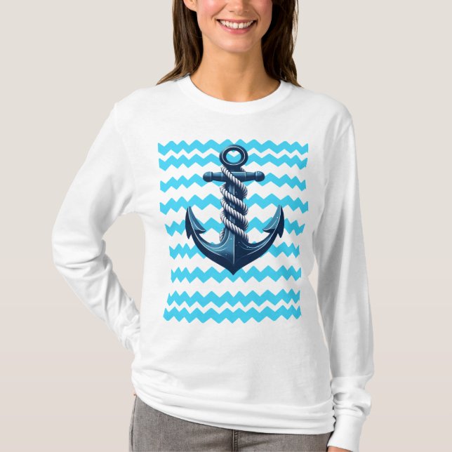 Blåankarpunkt med blå vinkar t shirt (Framsida)