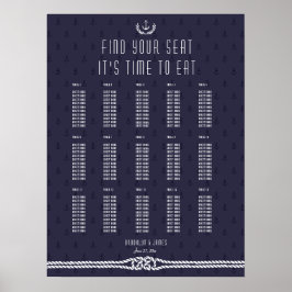 Blåankor för sjösjökortet Nautical Bröllop Poster