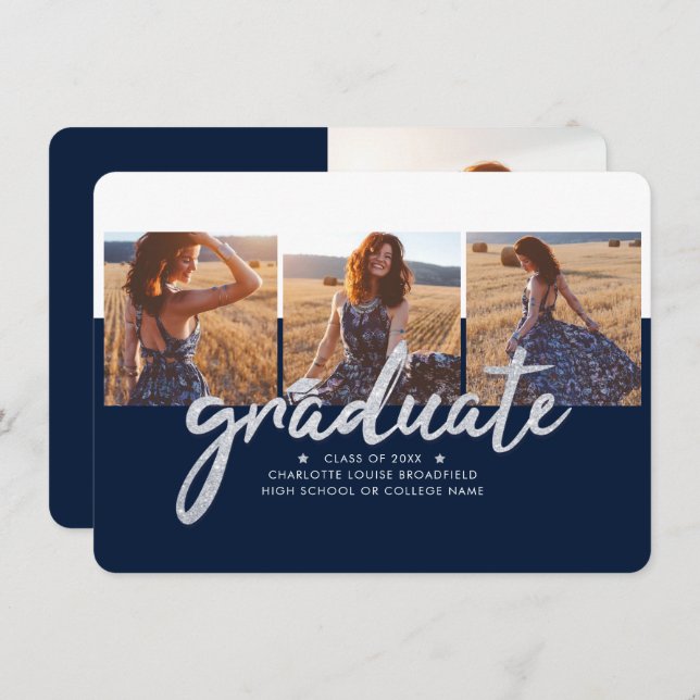 Blåannonsering i studenten 2025 med foton i flotta (Fram/baksida)