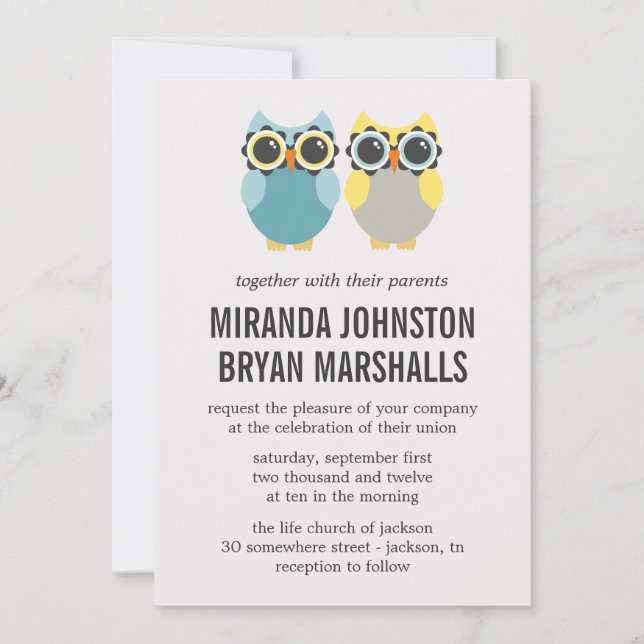 Blåannonsinbjudningar och inbjudningar till Uggla- (Framsida)