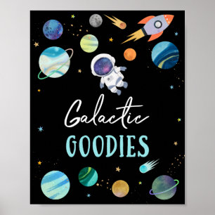 Blåastronaut Galactic Goodies Birthday Sign Poster