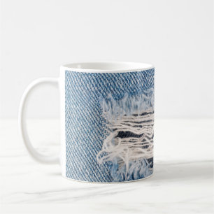 Blåavlade jeans, Struktur avrivna jeans baksida Kaffemugg